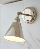 Shiny Nickel Adjustable Wall Light FARTHING