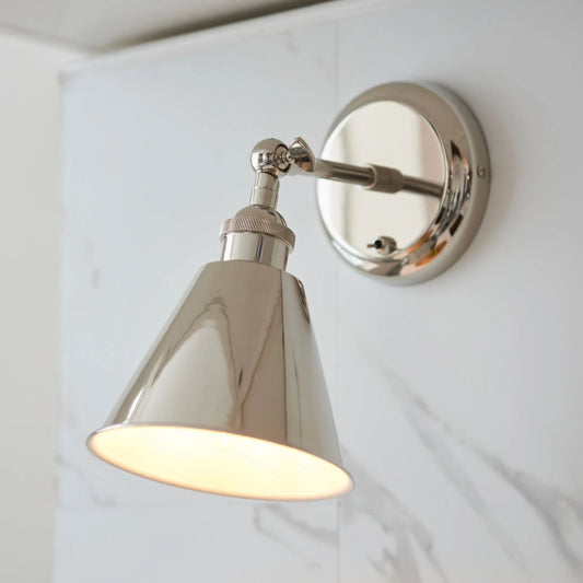 Shiny Nickel Adjustable Wall Light FARTHING