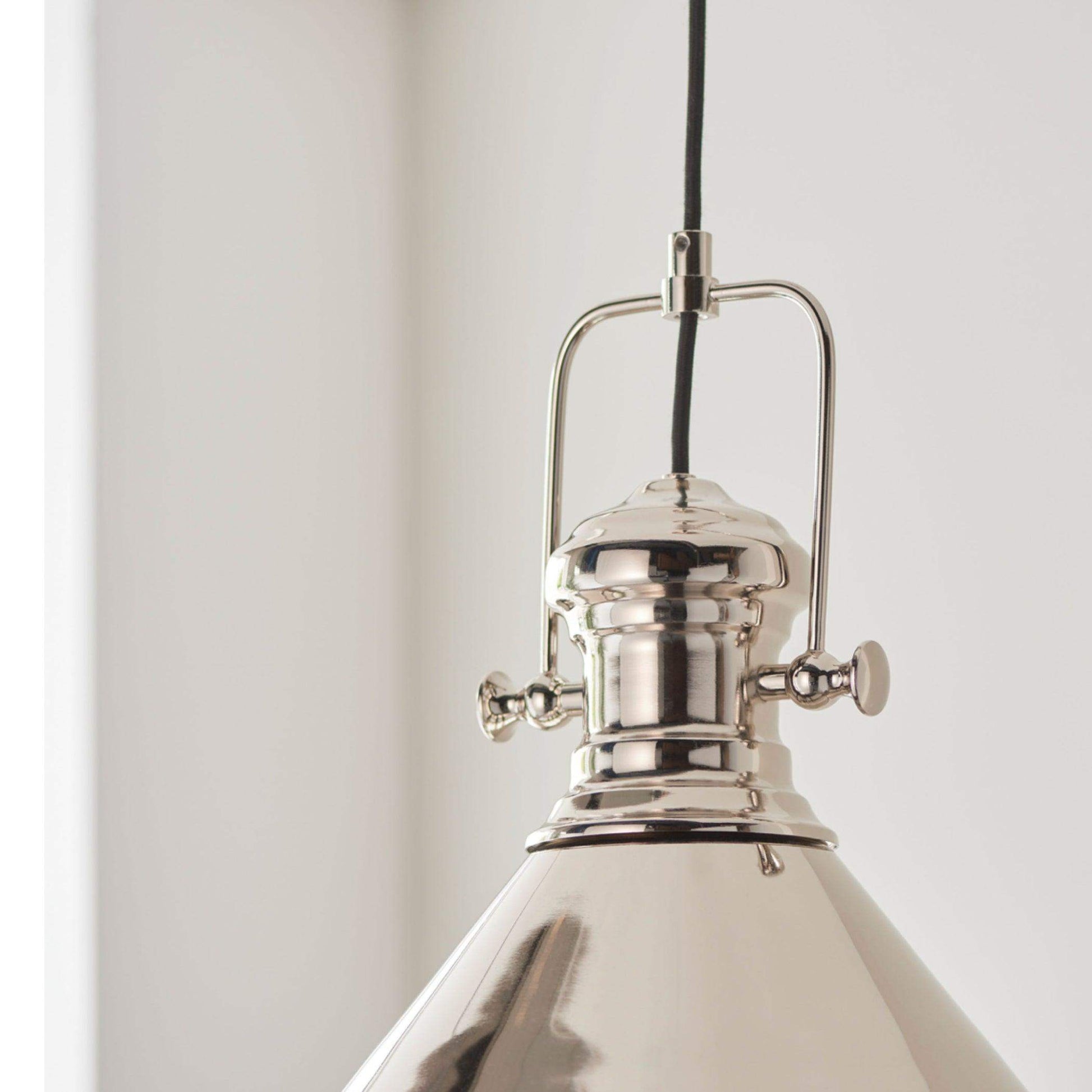 Shiny Nickel Cone Pendant Light - The Farthing