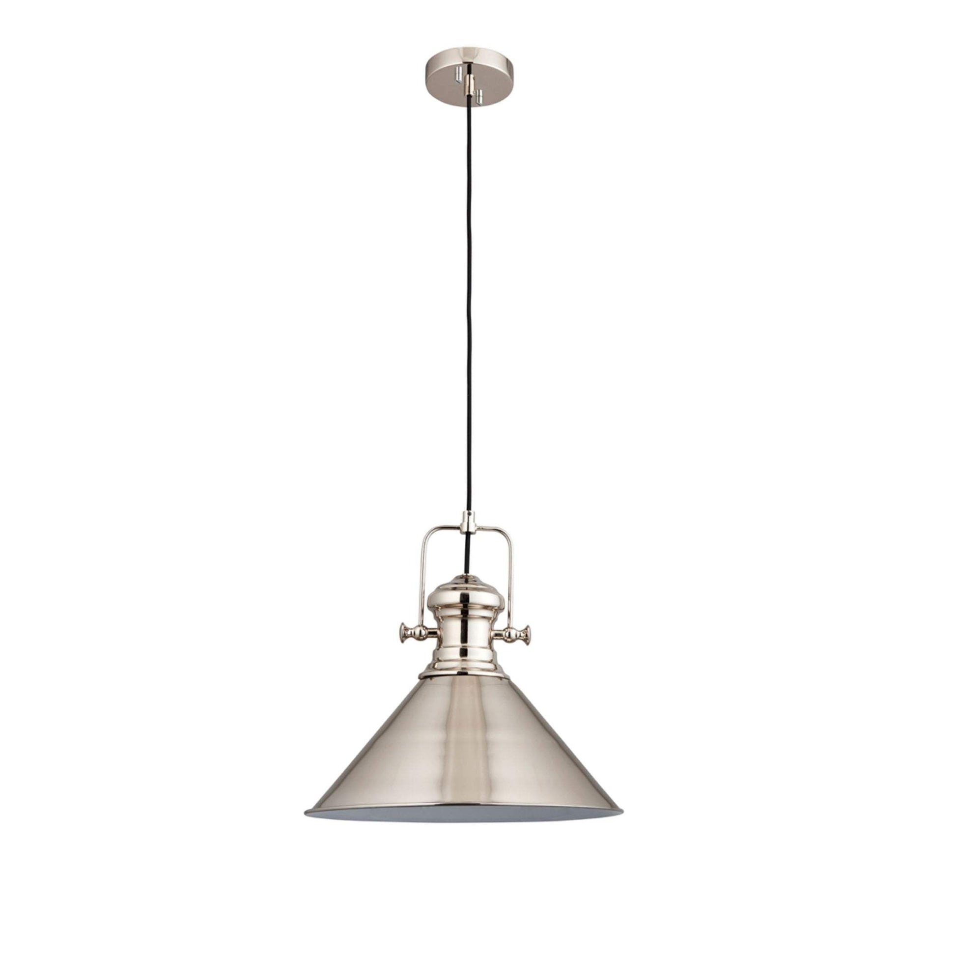 Shiny Nickel Cone Pendant Light - The Farthing