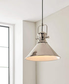 Shiny Nickel Cone Pendant Light - The Farthing