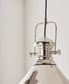 Shiny Nickel Cone Pendant Light - The Farthing