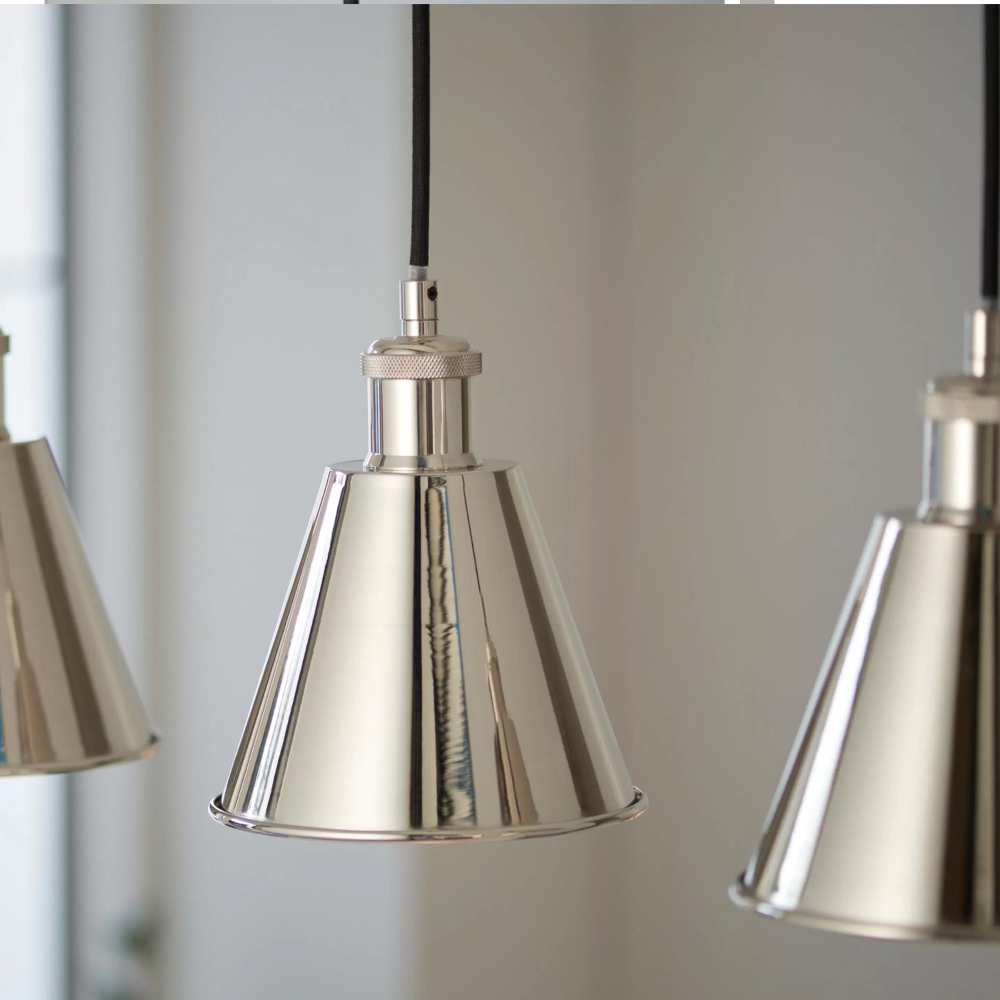 Shiny Nickel Shade 3 Pendant Light 5