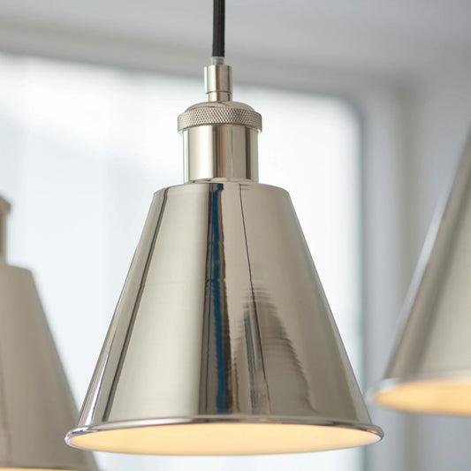 Shiny Nickel Shade 3 Pendant Light