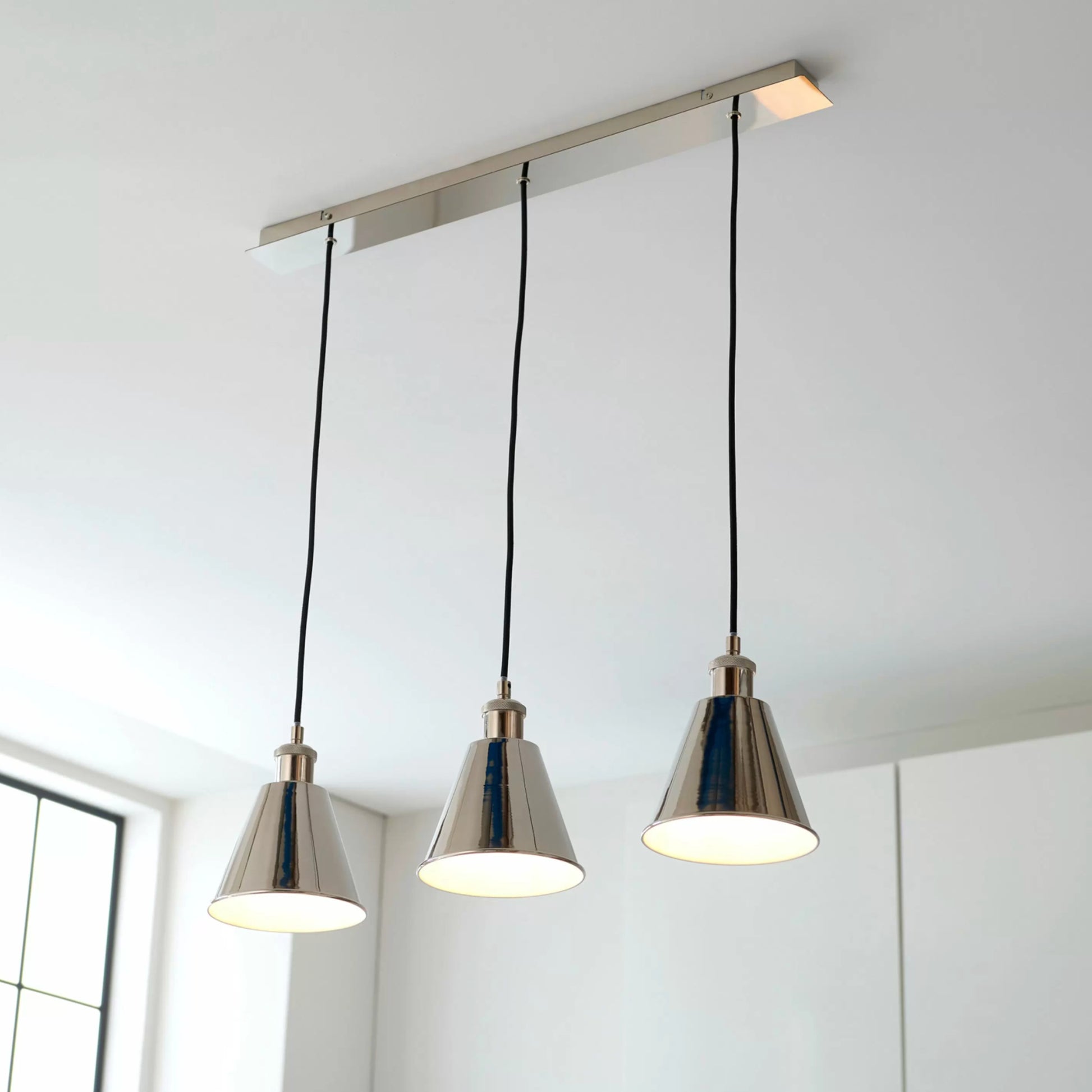 Shiny Nickel Shade 3 Pendant Light 1