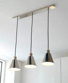 Shiny Nickel Shade 3 Pendant Light 1