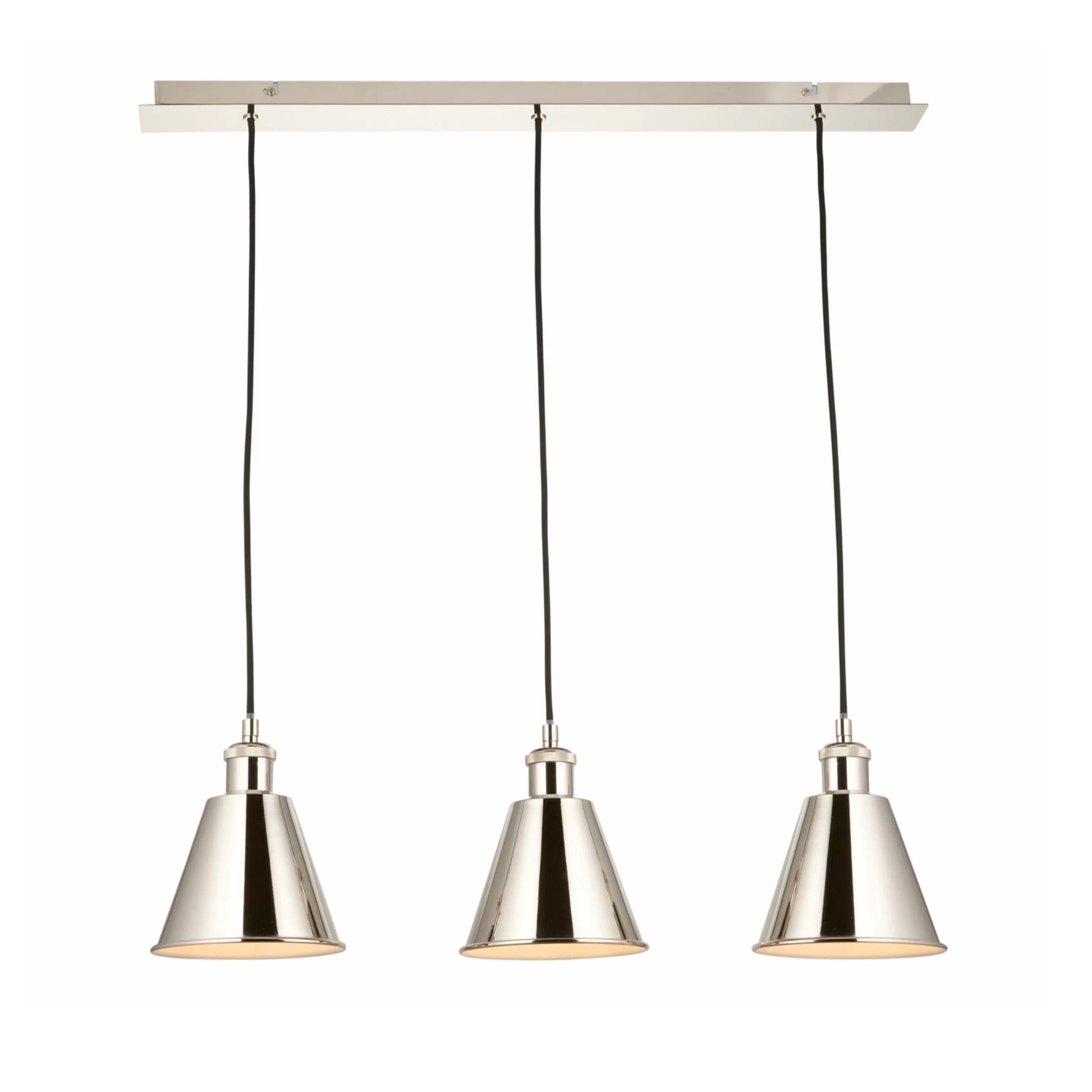 Shiny Nickel Shade 3 Pendant Light 3