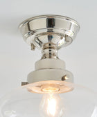 Shiny Nickel and Glass School House Ceiling Light 1