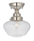 Shiny Nickel and Glass School House Ceiling Light