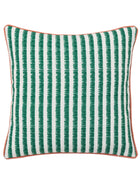 Showerproof Green & Coral Geometric Cushion 1