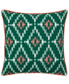 Showerproof Green & Coral Geometric Cushion 4