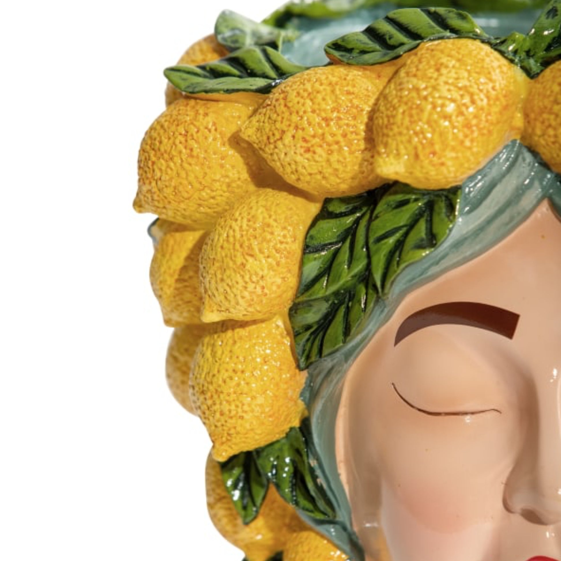 Sicilian Lady Ceramic Bust Vase with Lemons 2