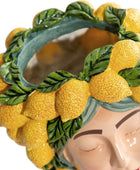 Sicilian Lady Ceramic Bust Vase with Lemons 4