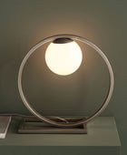 Silver Art Deco Opal Sphere Table Light 5