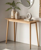 Sleek Chevron Topped Oak Console Table | Farthing 5