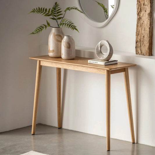 Sleek Chevron Topped Oak Console Table | Farthing 5