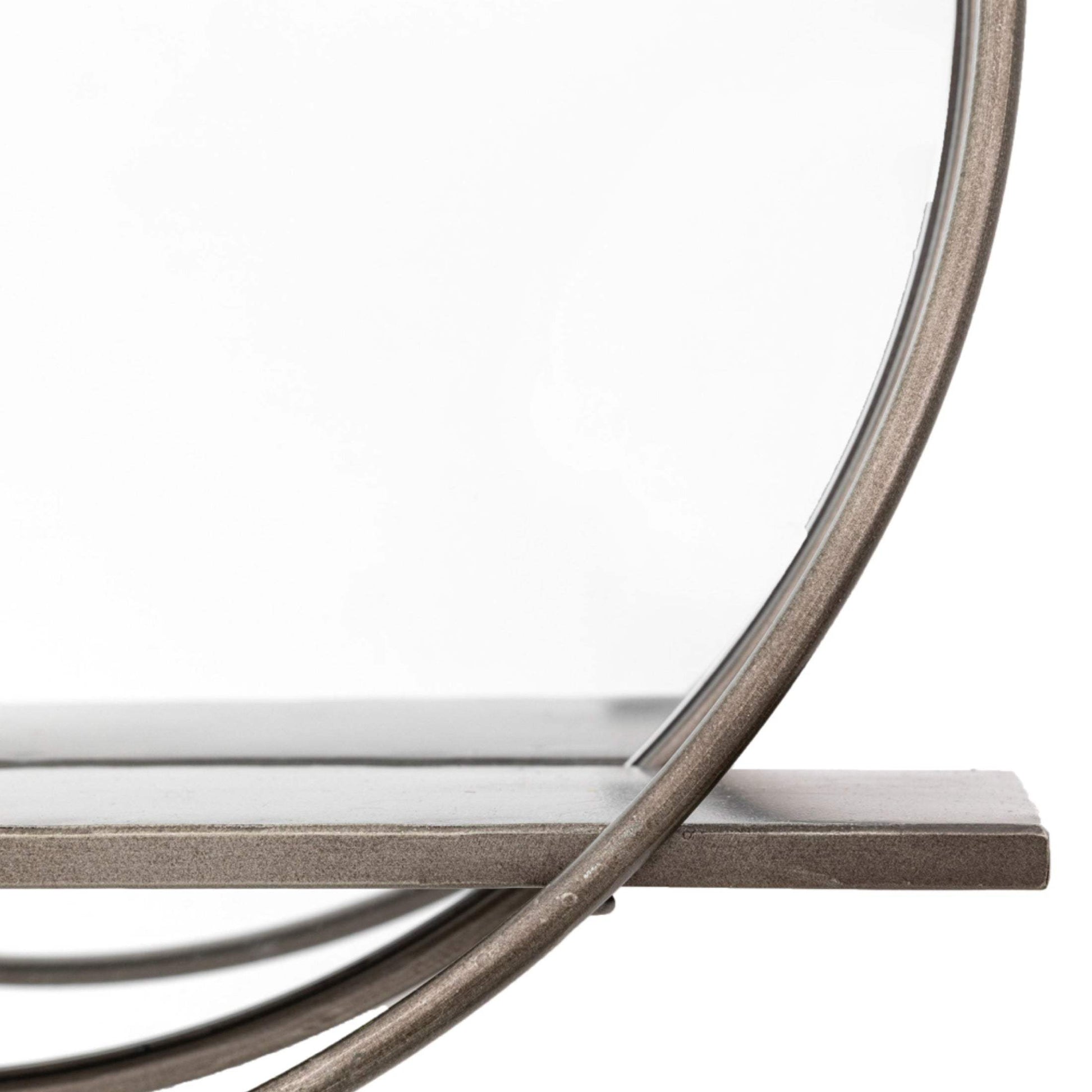 Sleek Industrial Metallic Round Shelf Mirror - choice of size - The Farthing