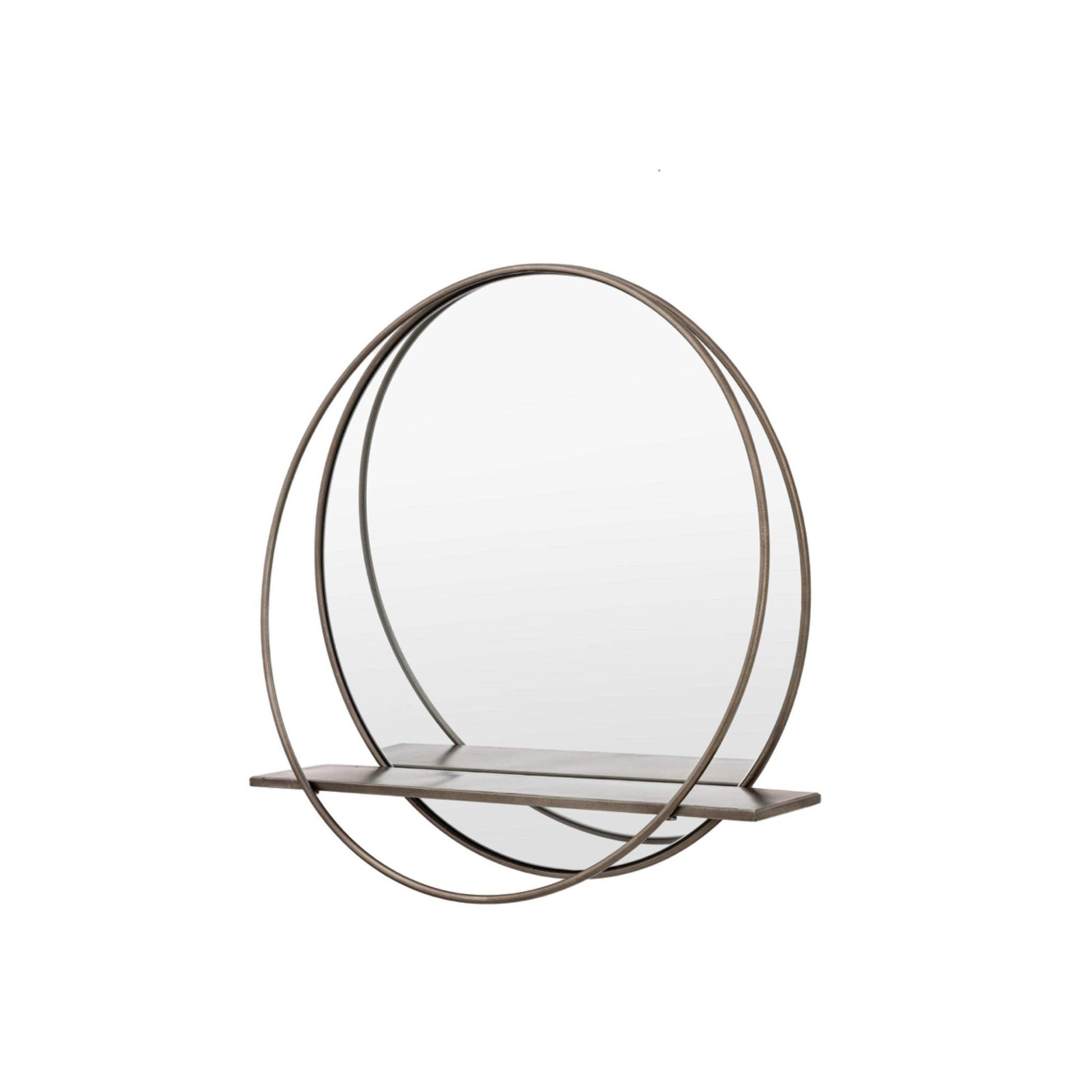 Sleek Industrial Metallic Round Shelf Mirror - choice of size - The Farthing