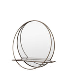 Sleek Industrial Metallic Round Shelf Mirror - choice of size - The Farthing