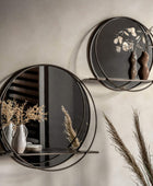 Sleek Industrial Metallic Round Shelf Mirror - choice of size - The Farthing