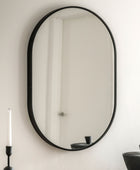 Slim Black Frame Oval Wall Mirror