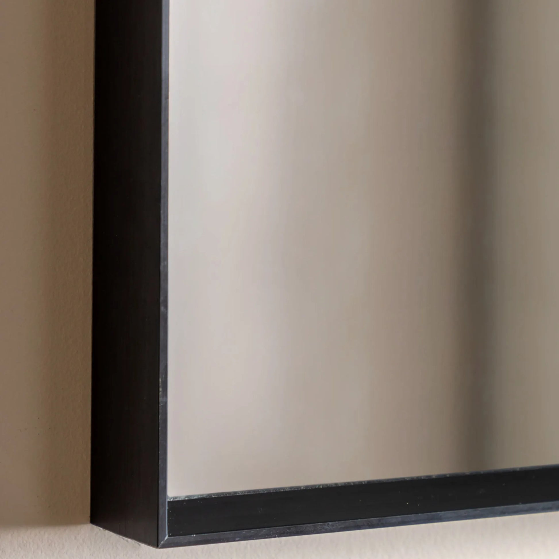 Slim Black Frame Overmantel Curved Top Mirror 2