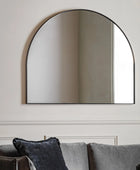 Slim Black Frame Overmantel Curved Top Mirror 6