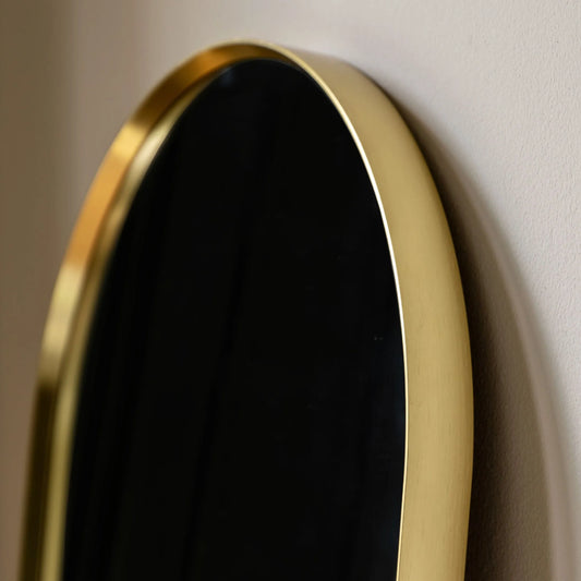 Slim Gold Frame Curved Top Leaner Mirror