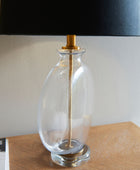 Slim Round Glass & Brass Table Lamp & Shade 4