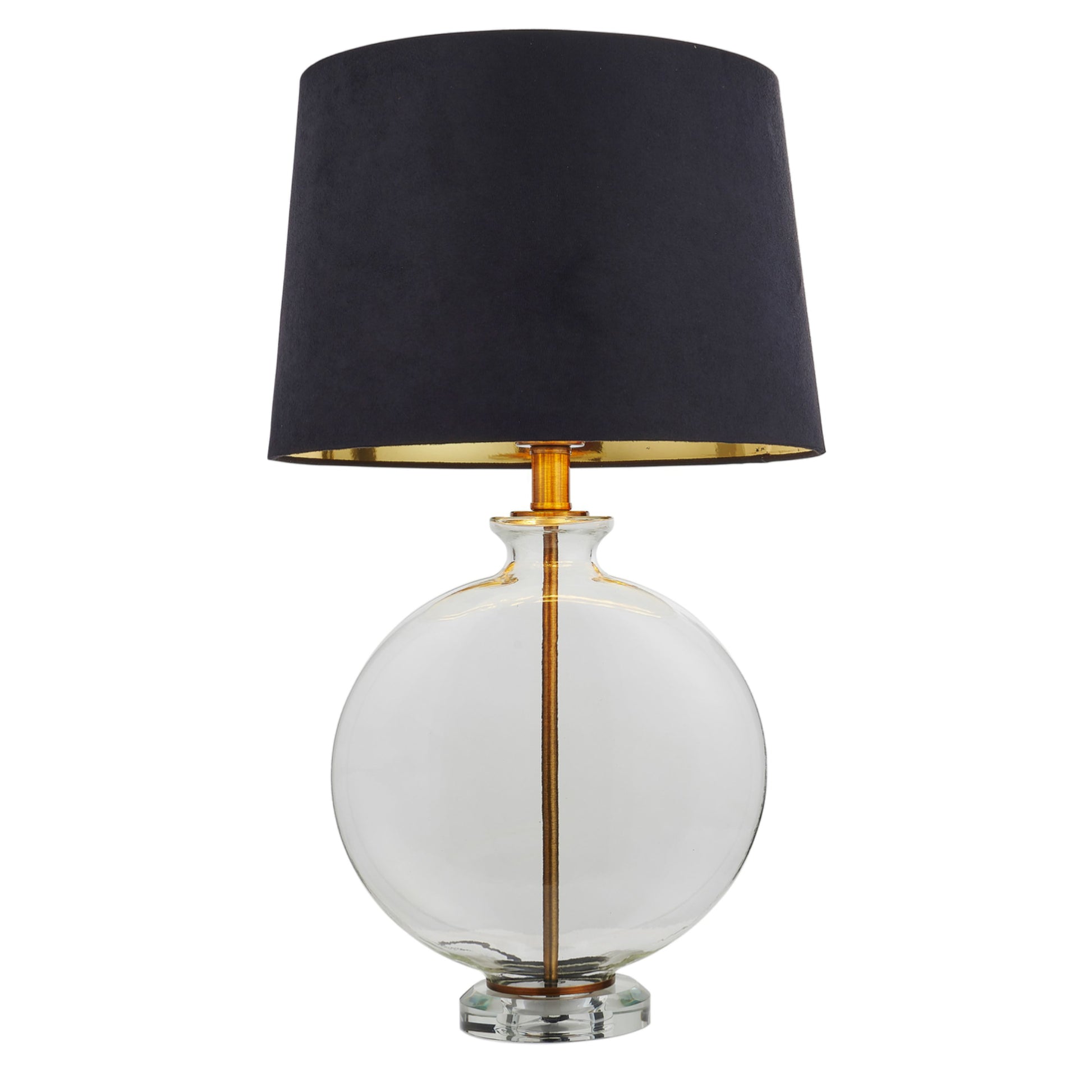 Slim Round Glass & Brass Table Lamp & Shade 5