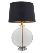 Slim Round Glass & Brass Table Lamp & Shade 5