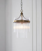 Small Antique Brass & Glass Rod Pendant Light