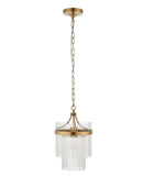 Small Antique Brass & Glass Rod Pendant Light 1