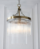 Small Antique Brass & Glass Rod Pendant Light 2