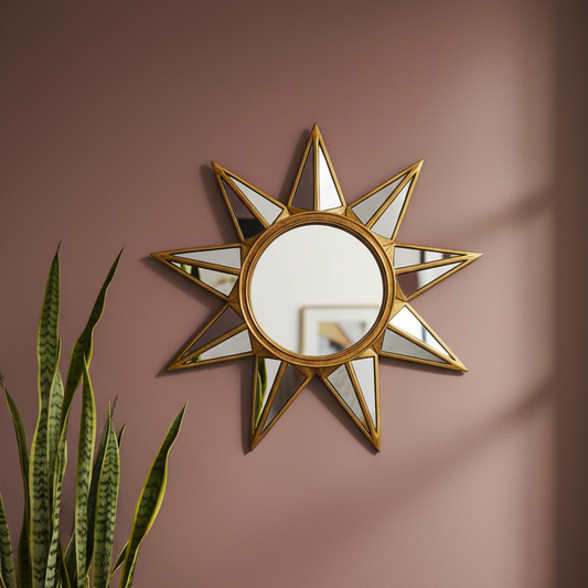 Small Antique Gold Star Mirror