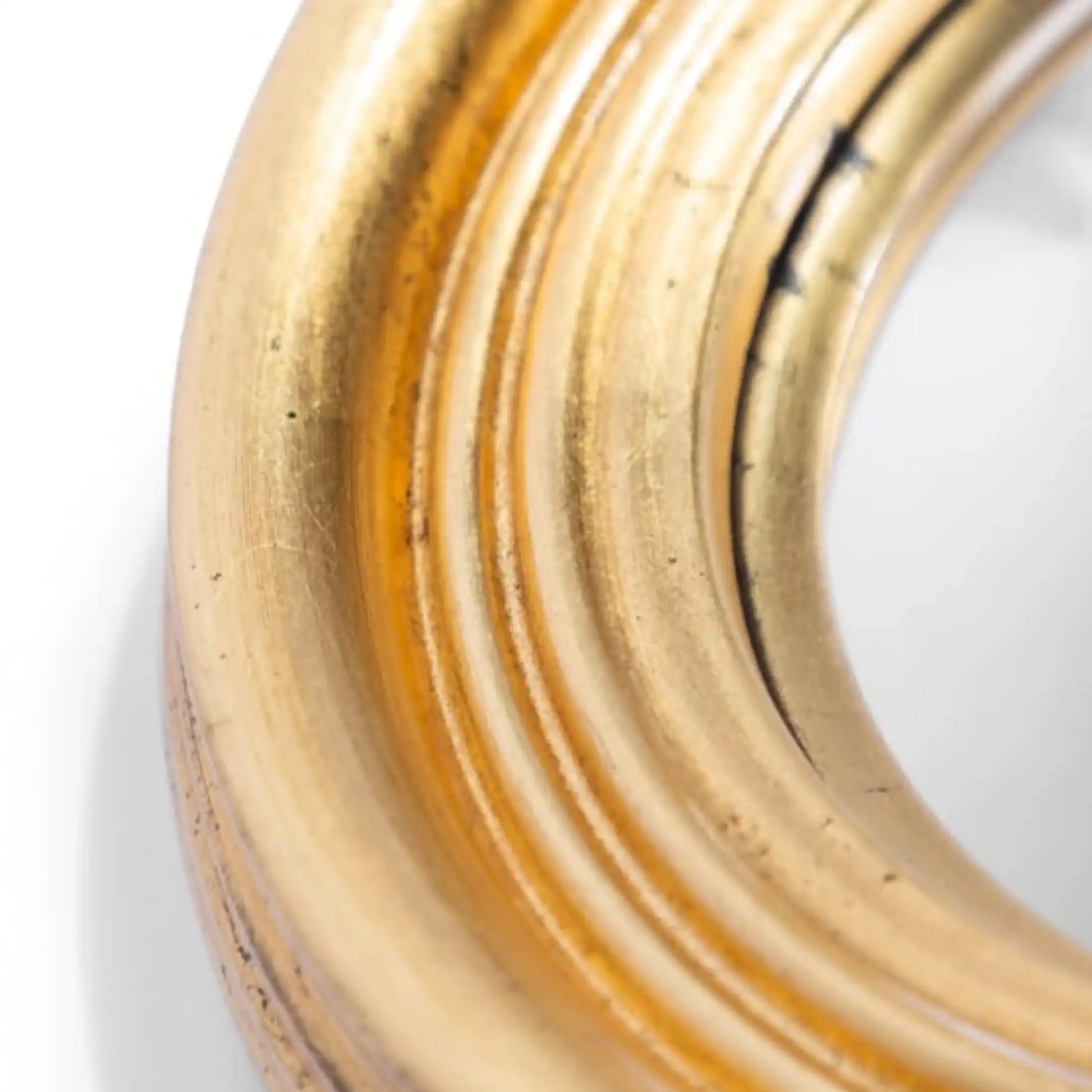 Small Distressed Gold Convex Wall Mirror side view