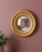 Small Distressed Gold Convex Wall Mirror