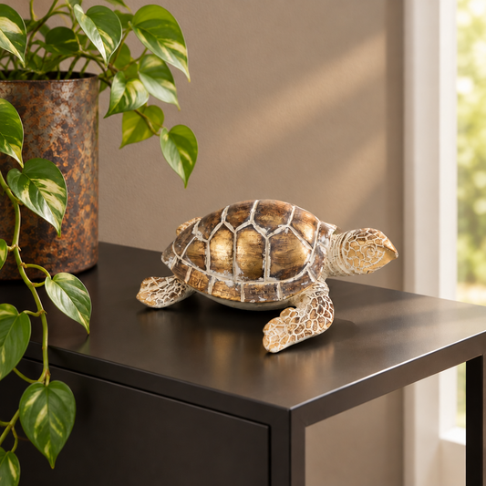 Small Distressed Gold Turtle Ornament