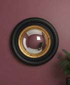 Small Distressed Gold  & Gold Convex Wall Mirror