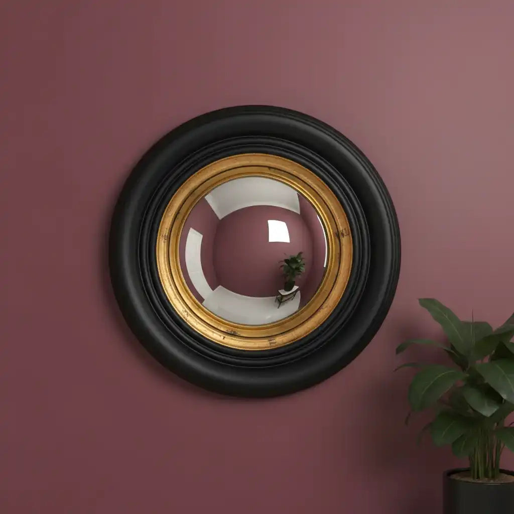 Small Distressed Gold  & Gold Convex Wall Mirror