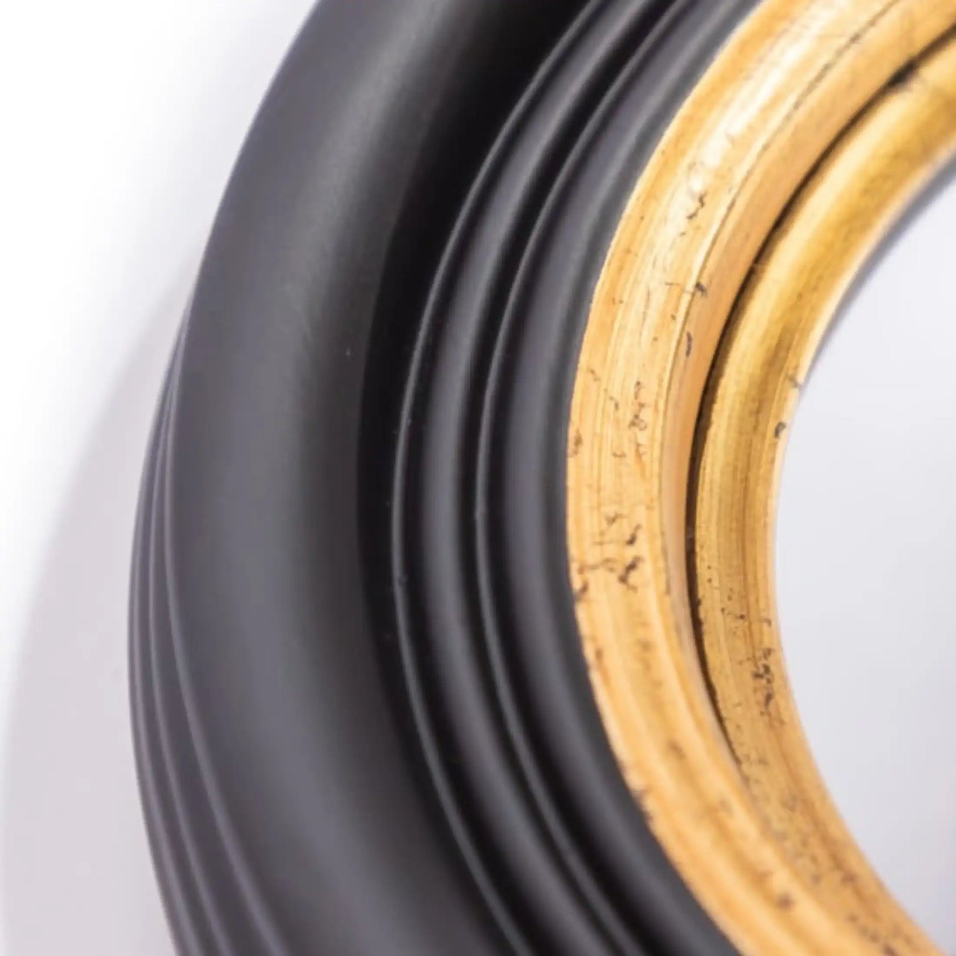 Small Distressed Gold  & Gold Convex Wall Mirror side view