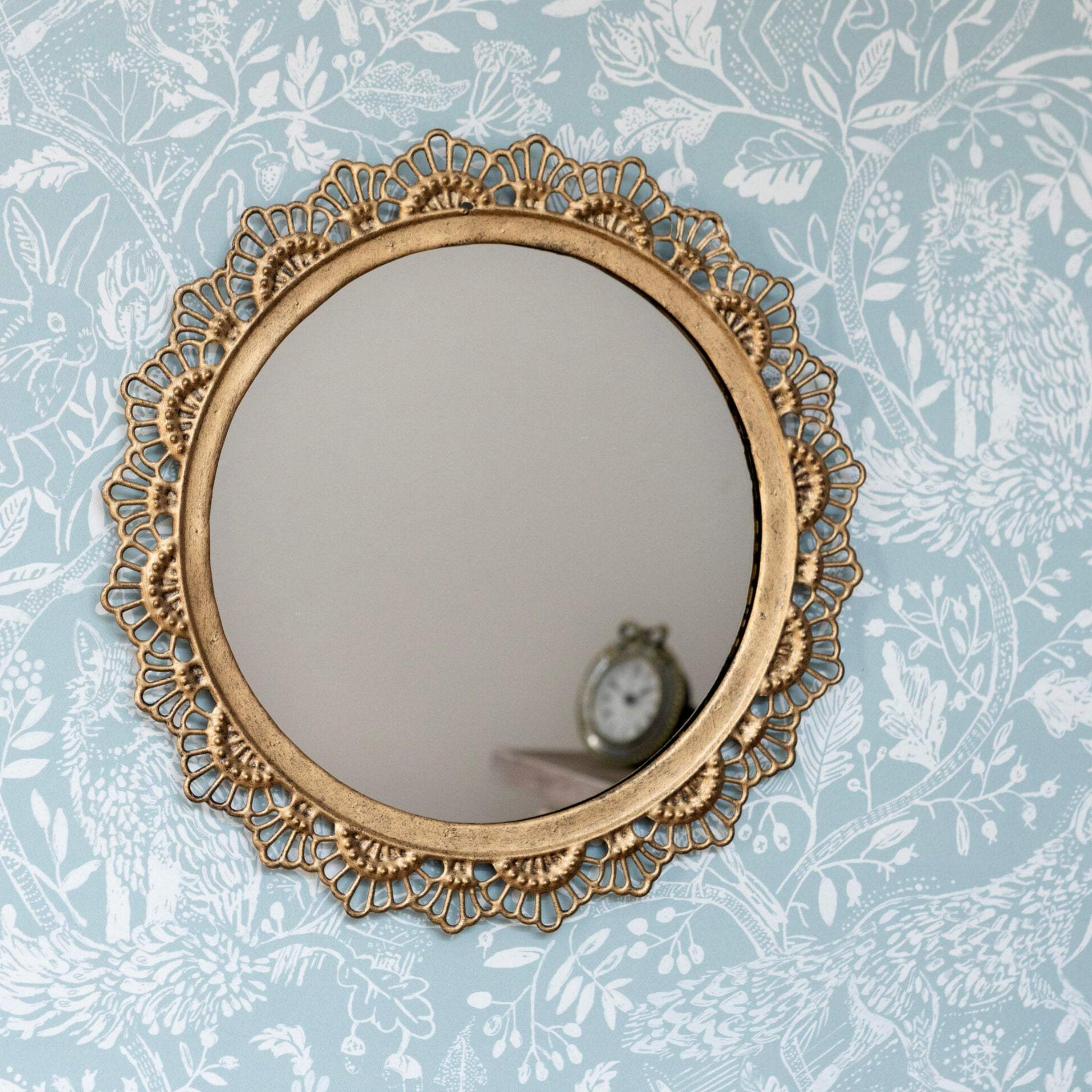 Small Elegant Edge Round Metal Mirror - The Farthing