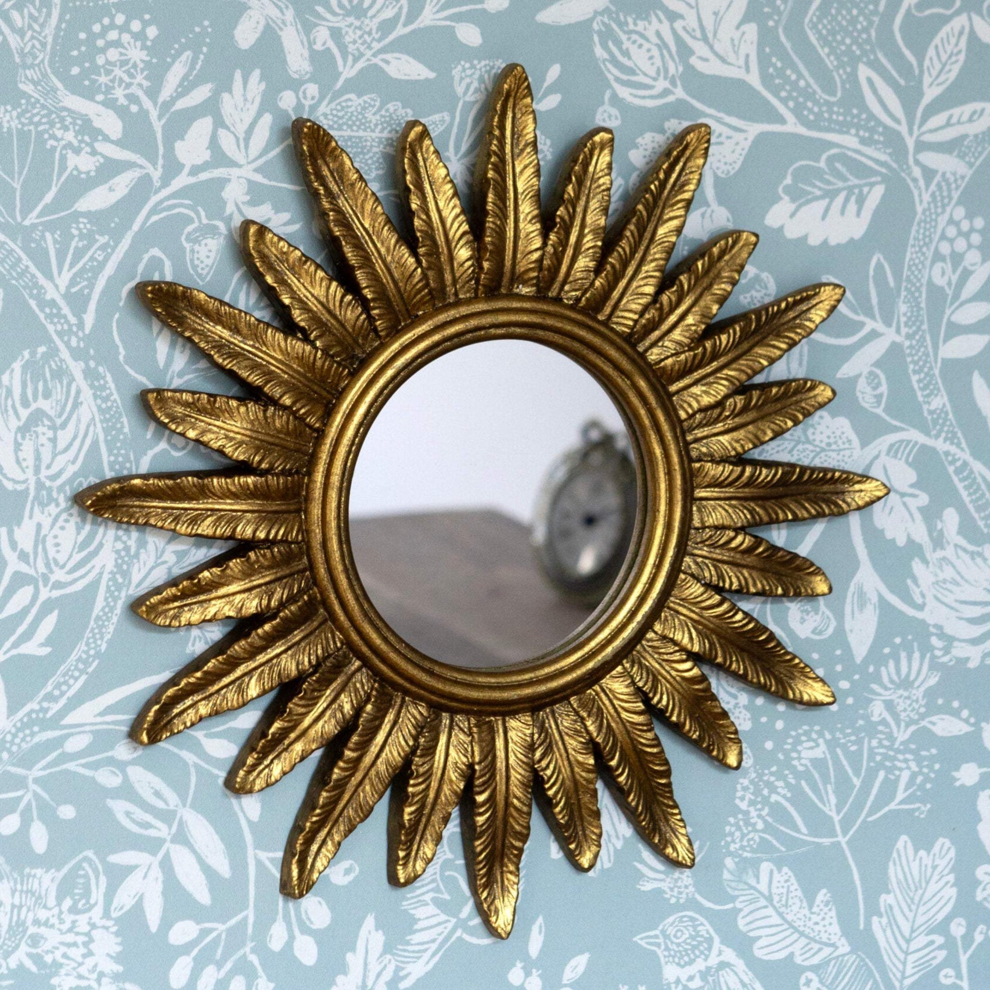 Small Golden Feather Wall Mirror - The Farthing