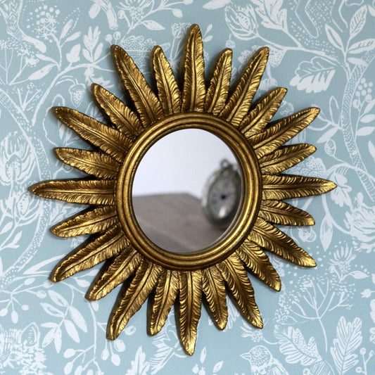 Small Golden Feather Wall Mirror - The Farthing