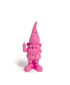 Pink gnome figurine on a white background