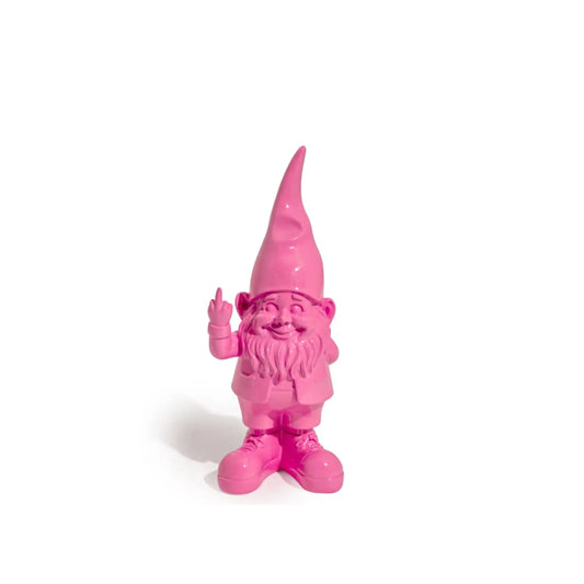 Pink gnome figurine on a white background
