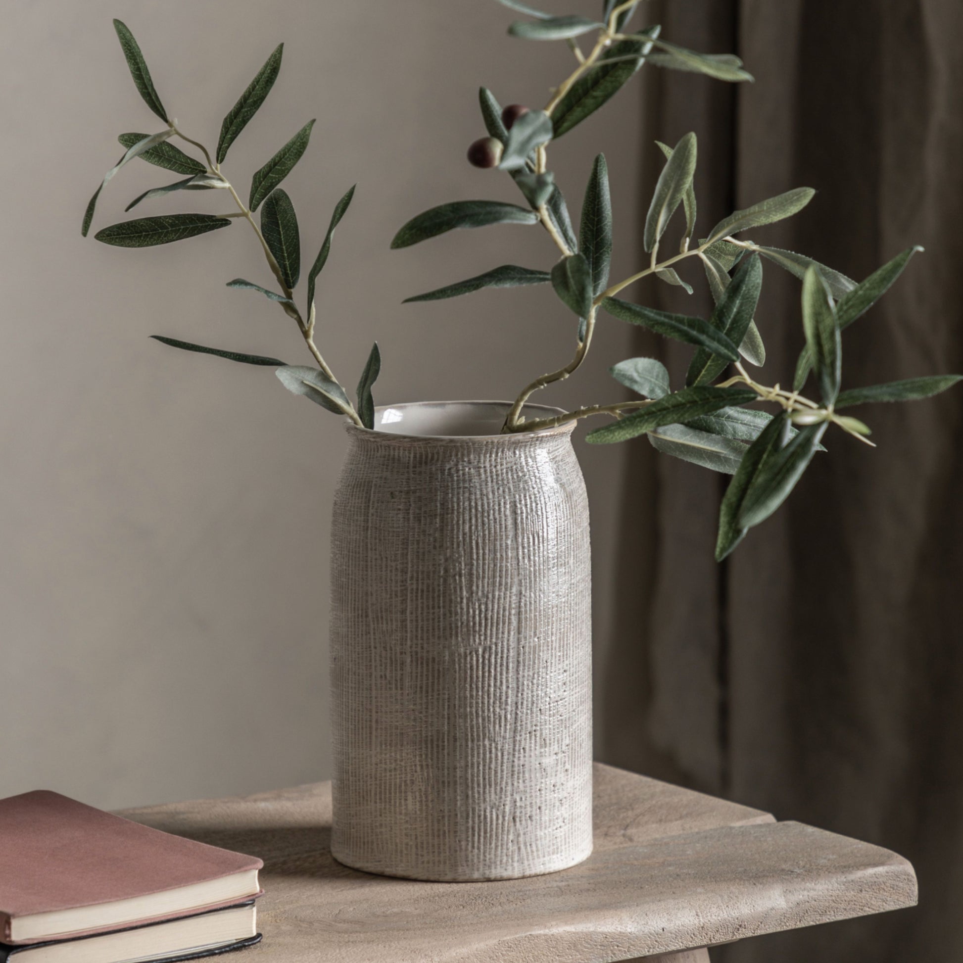 Smaller Subtle Ribbed Stoneware Vase