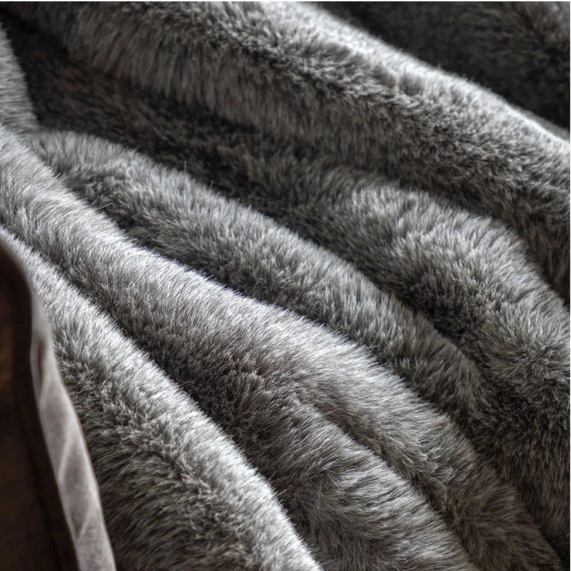 Smoked Grey Faux Fur Throw