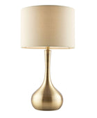 Soft Brass Metal Table Lamp & Taupe Shade - The Farthing