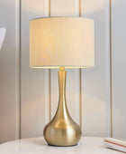 Soft Brass Metal Table Lamp & Taupe Shade - The Farthing